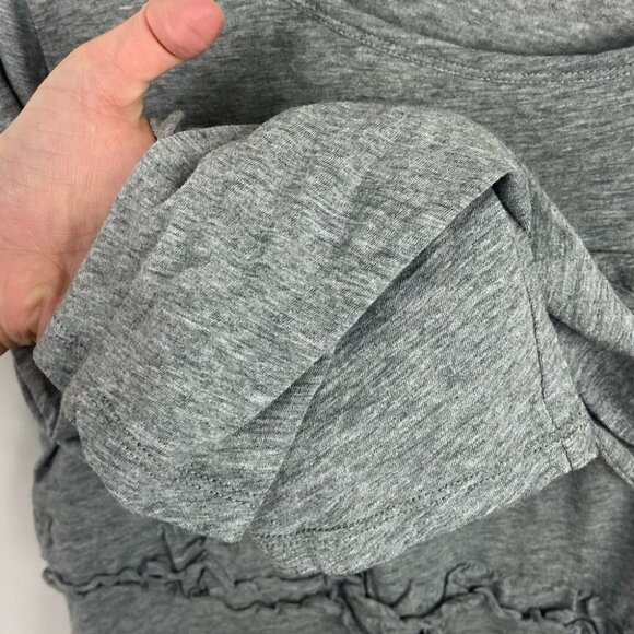 J Crew Ruffled Vintage Cotton Long Sleeve T-Shirt Grey Size Large Tee Crew Neck - Picture 7 of 13